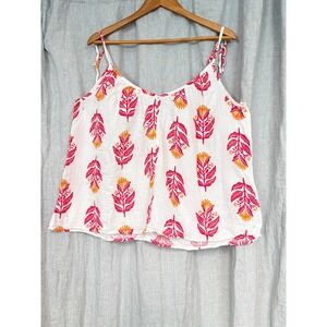 Old Navy Womens Large Pink Orange Floral Cotton Gauze Tie Strap Camisole Top